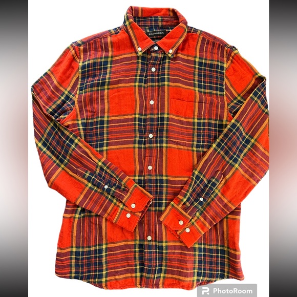 Banana Republic Untucked Slim Fit Plaid Shirt Size Large - Picture 6 of 11